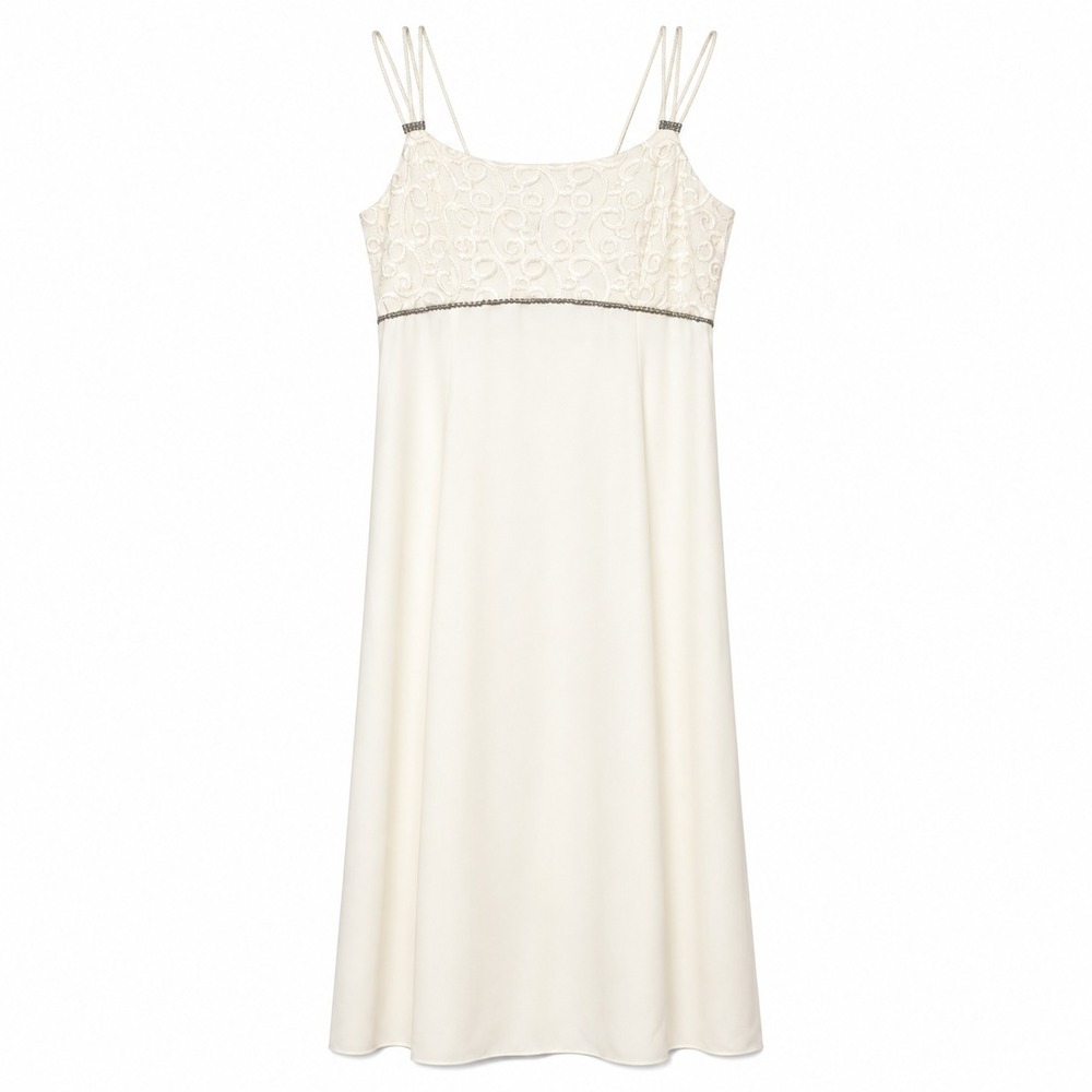 Lenovia Romantic Soft Glam Beaded Maxi Dress Womens Size XL Quiet Luxury Dainty